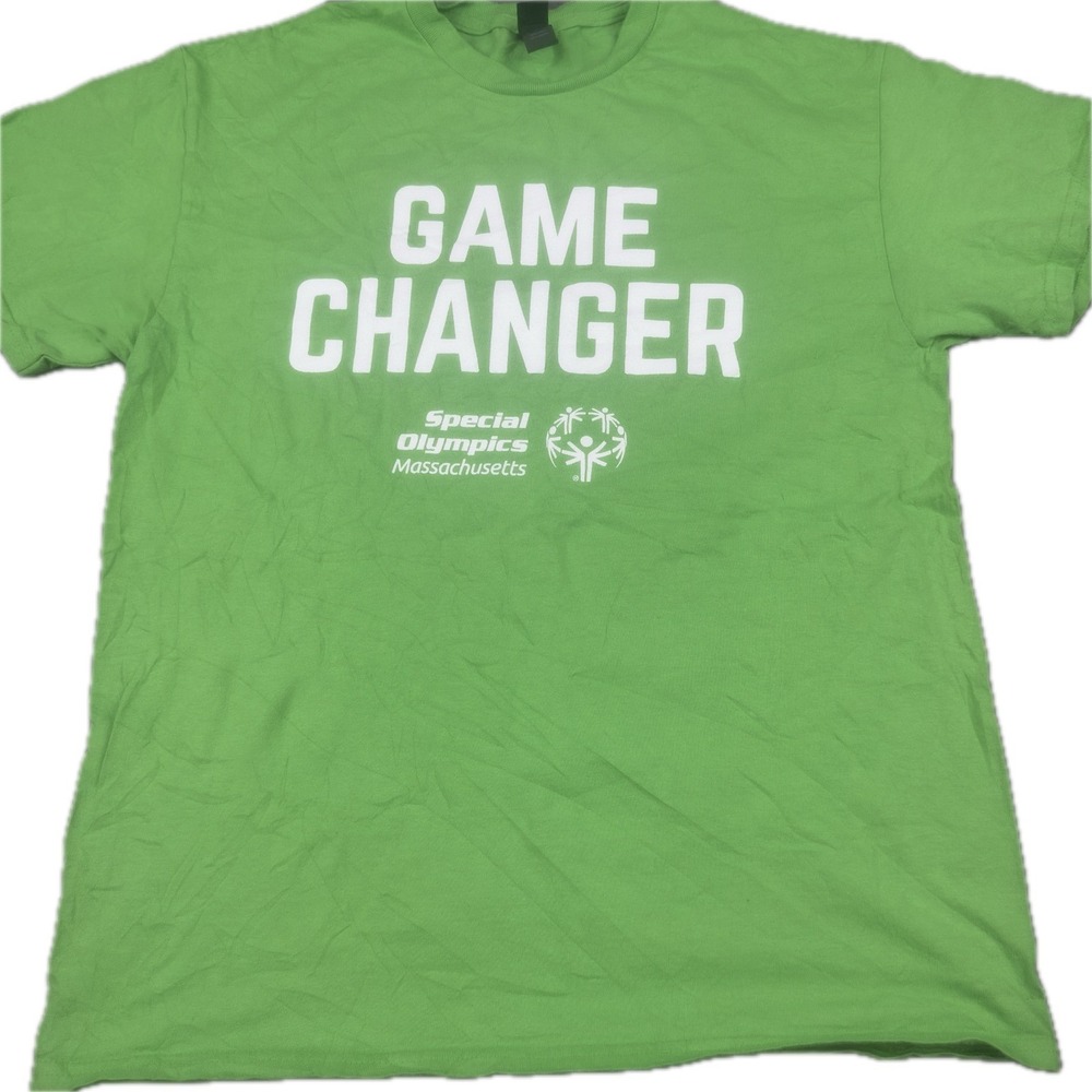 Gildan Mens Special Olympics Game Changer T-Shirt Size M Green Graphic Tee
